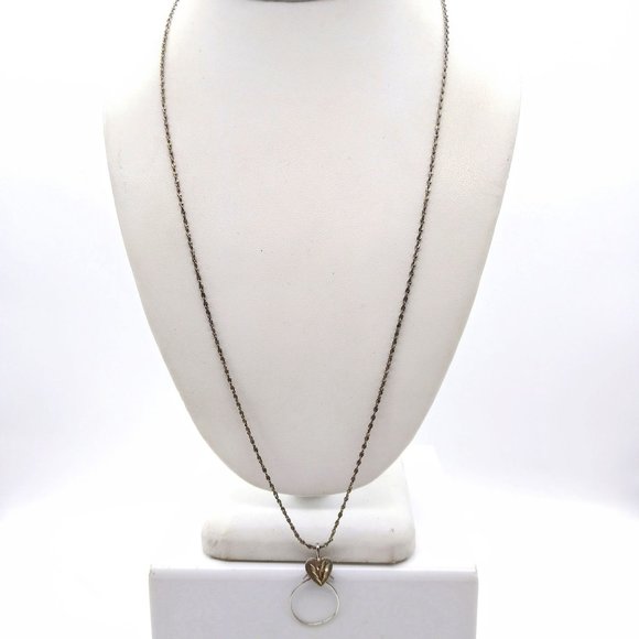 Vintage Charms Pendant on Long Delicate Silver Tone Margarita Chain, Diamond Cut - Picture 2 of 4